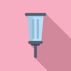 Street lamp post illuminating the city at night, flat style icon for design