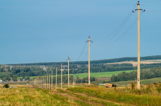 Power line overlook, rural landscape