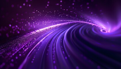 purple bokeh effect background with spiral pattern and many small particles flying around it
