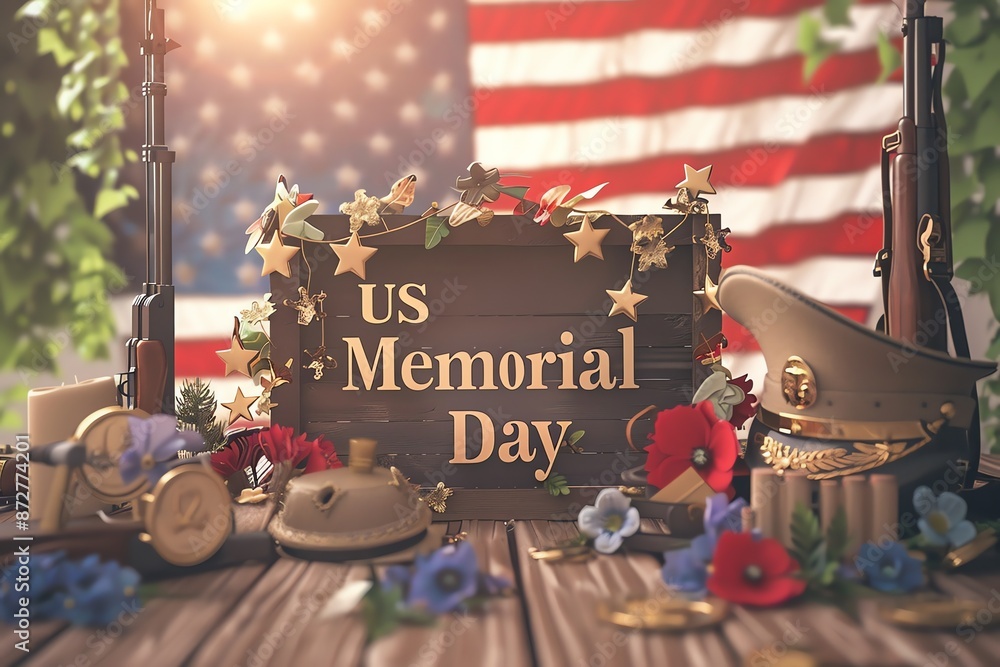 Wall mural Dignified memorial day ornaments artwork