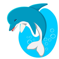 Obraz premium Blue sea dolphin on blue background