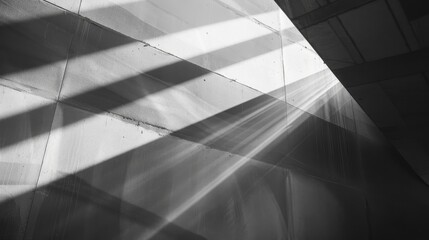 Sunlight Streaks Through Concrete Structure.