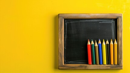Yellow background with blackboard for text Concept of education