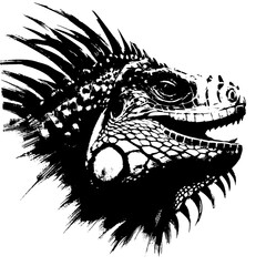 Obraz premium Iguana in illustration in brush stroke painting