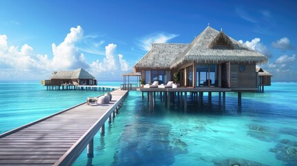 An exotic overwater bungalow resort in the Maldives