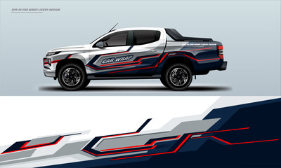 modern sporty truck car wrap livery design touch of white ready print decal fit on universal pick up truck vecihles © liveryworks