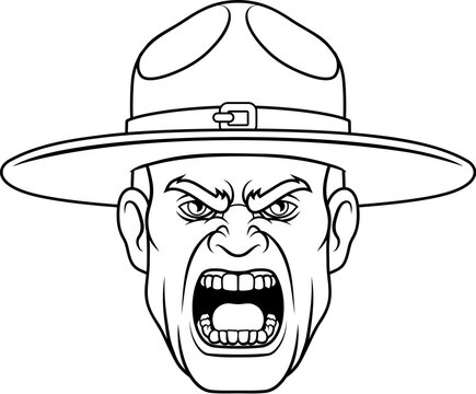 recommend clip art: An angry drill instructor or sergeant bootcamp army soldier cartoon character