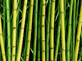Fototapeta premium A close-up image of a lush bamboo forest with vibrant green stalks.