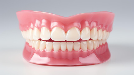 Obraz premium Detailed dental model showcasing a bridge procedure for teeth replacement and restoration.