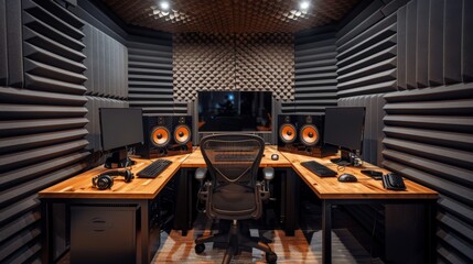 Soundproofed Recording Studio with Two Workstations