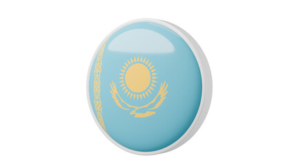 Kazakhstan Circle flag icon . Transparent backgound. 3d rendered with alpha channel. Round shape.