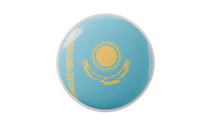 Kazakhstan Circle flag icon . Transparent backgound. 3d rendered with alpha channel. Round shape.