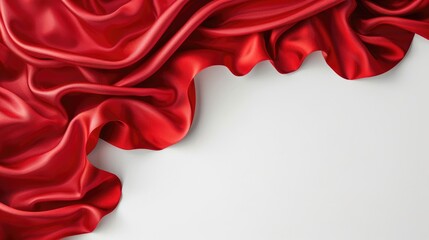 White background with red satin or silk fabric
