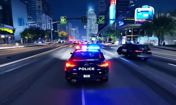 Police patrol in the city.