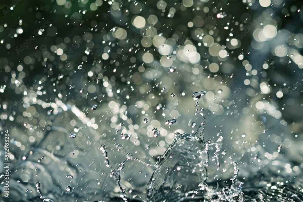 Poster an artistic depiction of a water splash caught in mid-air with droplets beautifully scatter, offerin