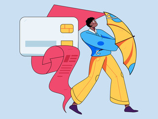 Credit card bill character flat vector concept operation hand drawn illustration
