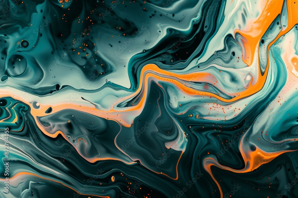 Fototapete this image presents abstract waves in shades of teal and orange. the swirling design encapsulates dy