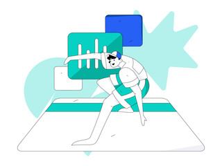 Credit card bill character flat vector concept operation hand drawn illustration
