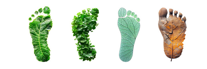 Human carbon footprint with leaf texture, Concepts of sustainable development and green business from renewable, Climate change, Global warming, isolated transparent background, Png file