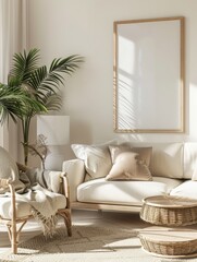 Minimalist Living Room Interior with Natural Elements