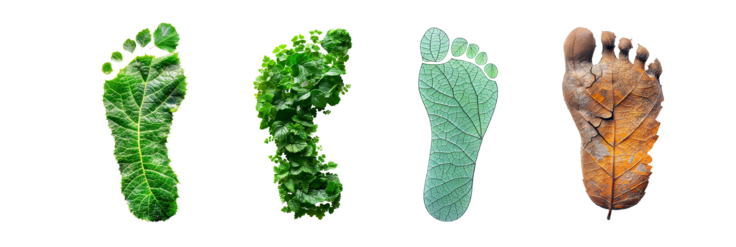 Human carbon footprint with leaf texture, Concepts of sustainable development and green business from renewable, Climate change, Global warming, isolated transparent background, Png file - Powered by Adobe