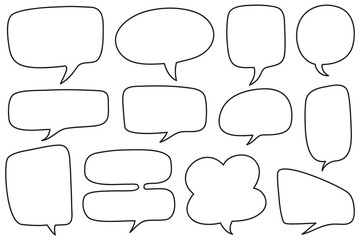 Hand drawn set of speech bubbles isolated . Doodle set element. Vector illustration.