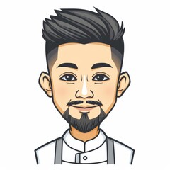 Obraz premium A man's caricature features a beard with a separate cut-out beam beside his face