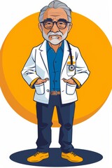 Obraz premium An old man in a lab coat holds one stethoscope in each hand