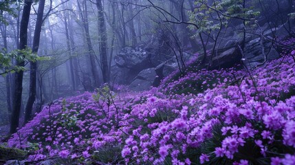 Obraz premium Purple blossoms in mountain spring