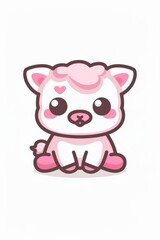 Naklejka premium feline wearing pink hat, seated before white backdrop