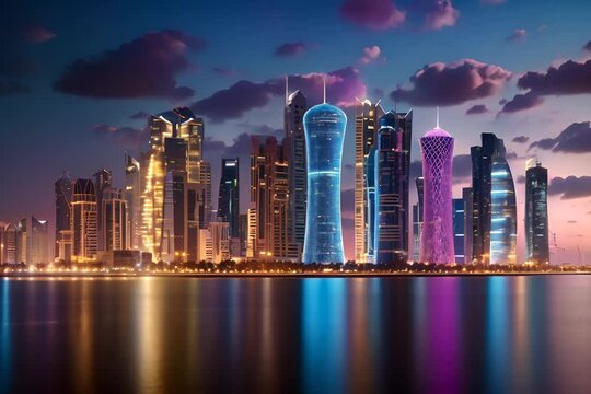 doha ciry landmark tower on background