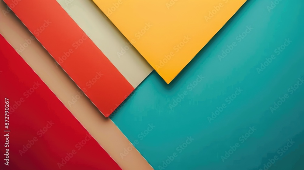 Aufkleber minimalistic geometric abstract color background with flat lay composition