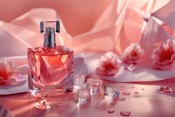 Advertising photos of perfume bottles taken in the studio shed