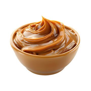 Melted salted caramel dulce de leche isolated on transparent background