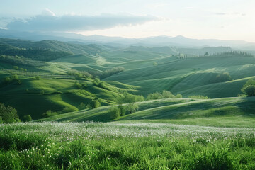 Obraz premium Mountain pastures, green grasslands