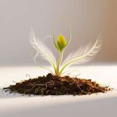 Green seedling growing on the ground