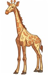 Naklejka premium Long-necked animal with brown spots on head, against white backdrop