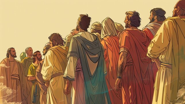 1 Kings,Elijah and the Prophets of Baal,Biblical Illustration of Elijah and the Prophets of Baal, Repentance and Divine Judgment, Themes of Revival on Beige Background with Copyspace