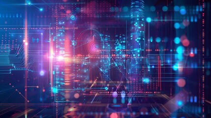 Fototapeta premium Sophisticated abstract big data visualization with futuristic high tech elements