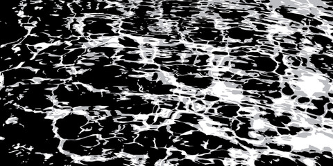 The water surface and slight waves. Silhouette abstract background, black and white style. transparent background wiht png