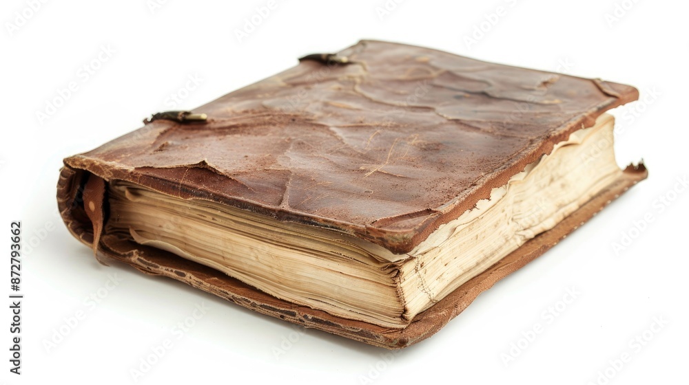 Poster old notebook isolated on white background with clipping path