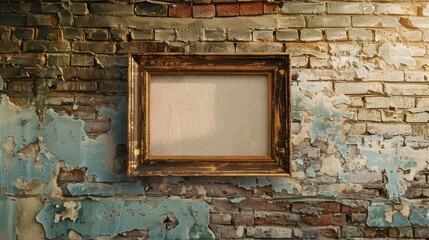 Naklejka premium Frame on aged brick wall