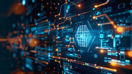 Advanced abstract technology big data background with high tech elements and data driven designs