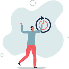 Time to reboot business or career, refresh working energy or restart new journey, change to improve outcome concept.flat design.illustration with people.