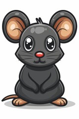 Obraz premium A cartoon mouse with wide-open eyes and a sad expression sits on the ground