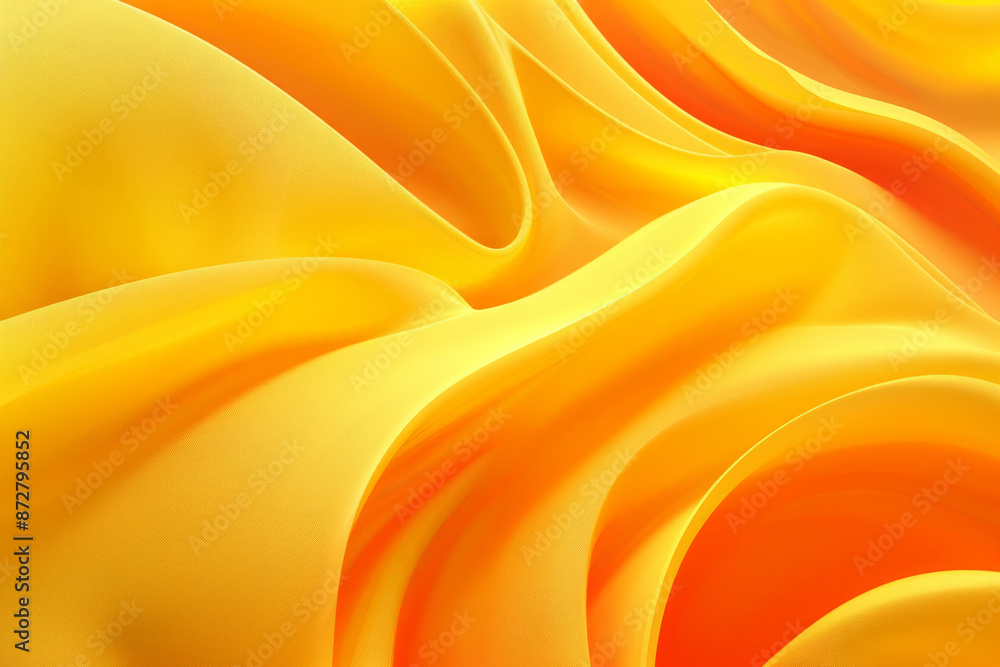 Poster abstract close-up of flowing yellow fabric. background with smooth textures and vibrant color gradie