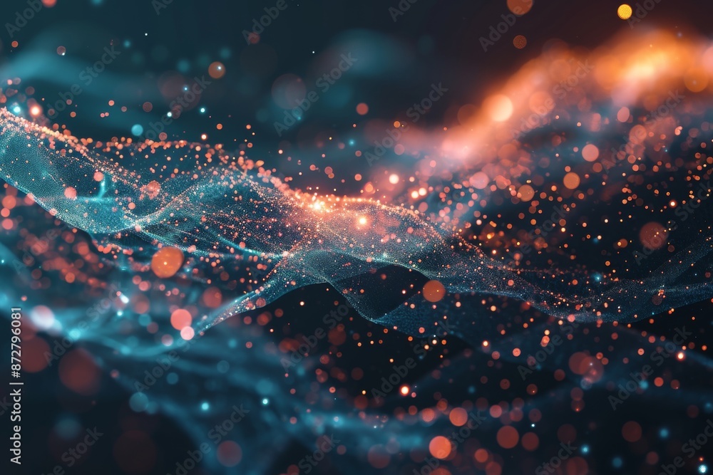 Poster innovation in data science leading the way to the future of data analytics, particles, digital world