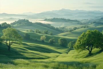 Obraz premium Mountain pastures, green grasslands