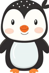 Obraz premium A penguin with a black-and-white face, one black nose, and one white nose