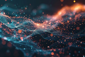 Innovation in data science leading the way to the future of data analytics, particles, digital world, virtual reality, cyberspace, metaverse concept, Ai generated